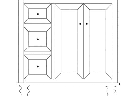 Camden 36" Right 2-Door/3-Drawer Vanity Cabinet