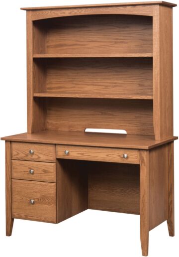 Brown Stone Shaker Kneehole Desk with Hutch