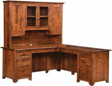 Covington Pedestal Executive L-Desk with Hutch Top